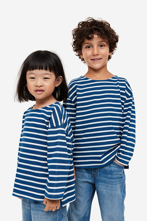 H&M Oversized T-shirt Marineblå/stripet
