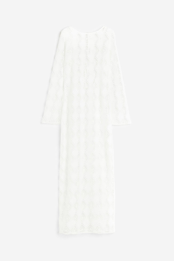 H&M Rückenfreies Kleid im Häkellook Weiß