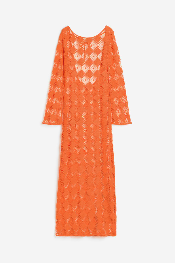 H&M Rückenfreies Kleid im Häkellook Orange
