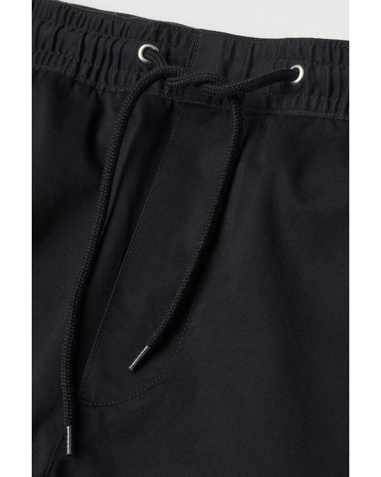 H&M Brushed Cotton Twill Joggers Black