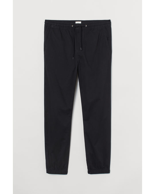 H&M Brushed Cotton Twill Joggers Black