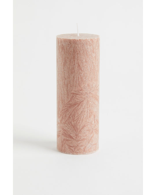 H&M HOME Olive Wax Pillar Candle Powder Pink
