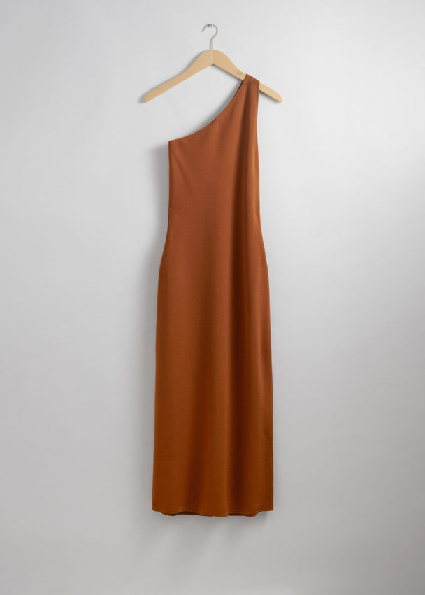 & Other Stories One-shoulder Midi Dress Brown