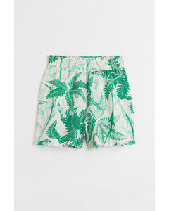 Linen-blend Pull-on Shorts Light Beige/ferns