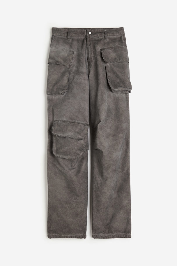 H&M Distressed-look Cargo Trousers Dark Grey