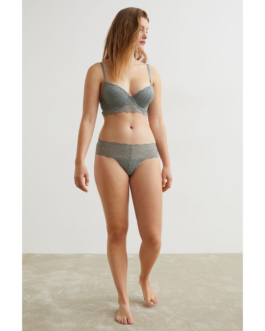 H&M 2-pack Lace Thong Briefs Sage Green