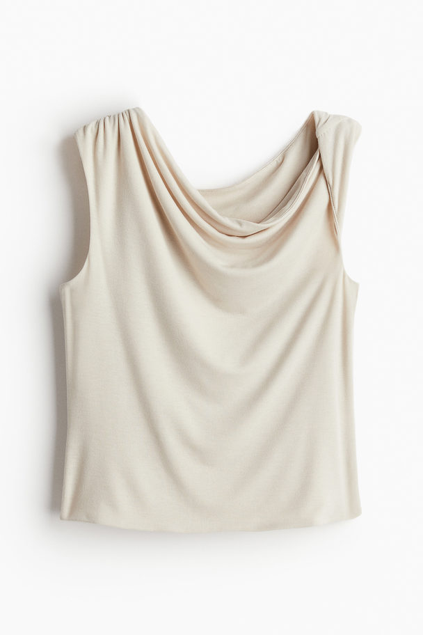 H&M One-Shoulder-Shirt mit Twistdetail Hellbeige