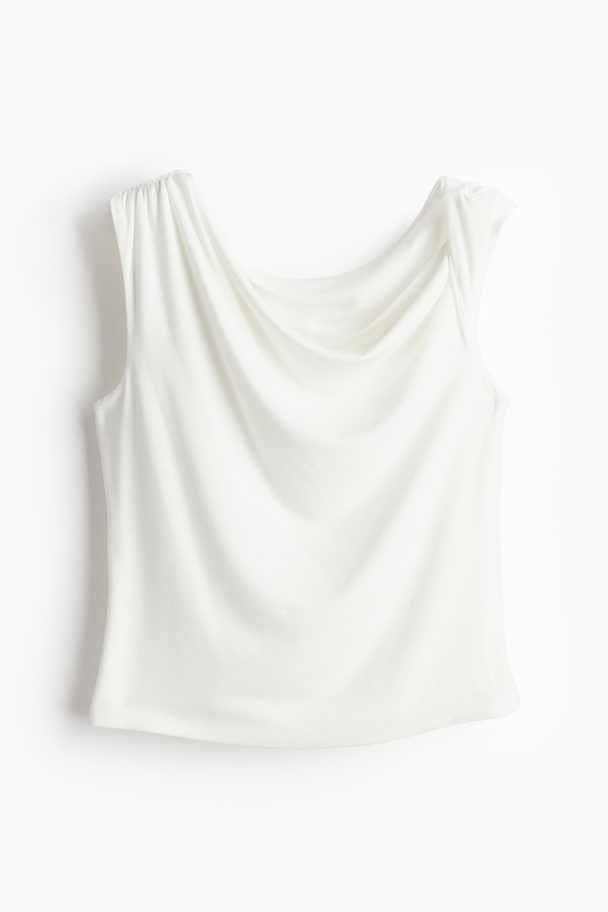H&M One-Shoulder-Shirt mit Twistdetail Weiß