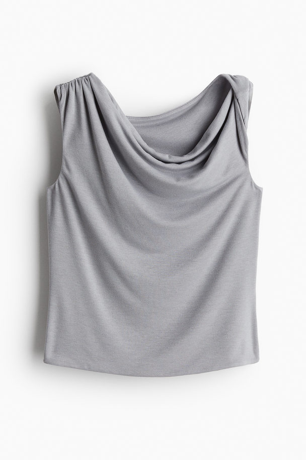 H&M One-Shoulder-Shirt mit Twistdetail Grau