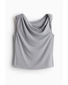 One-Shoulder-Shirt mit Twistdetail Grau