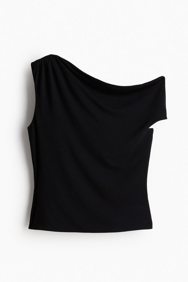 H&M One-shouldertop Met Gedraaid Detail Zwart