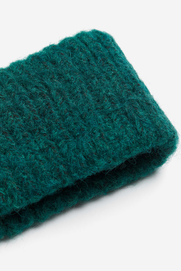 H&M Rib-knit Headband Dark Green
