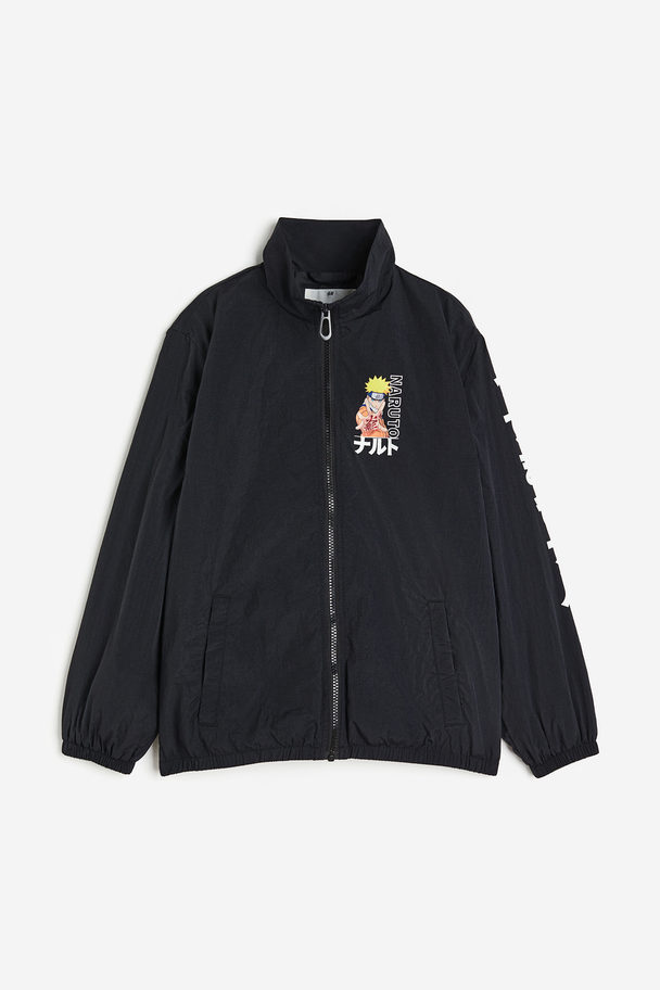 H&M Printed Windbreaker Black/naruto