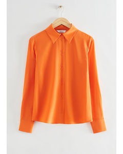 Mulberry Silk Buttoned Blouse Bright Orange