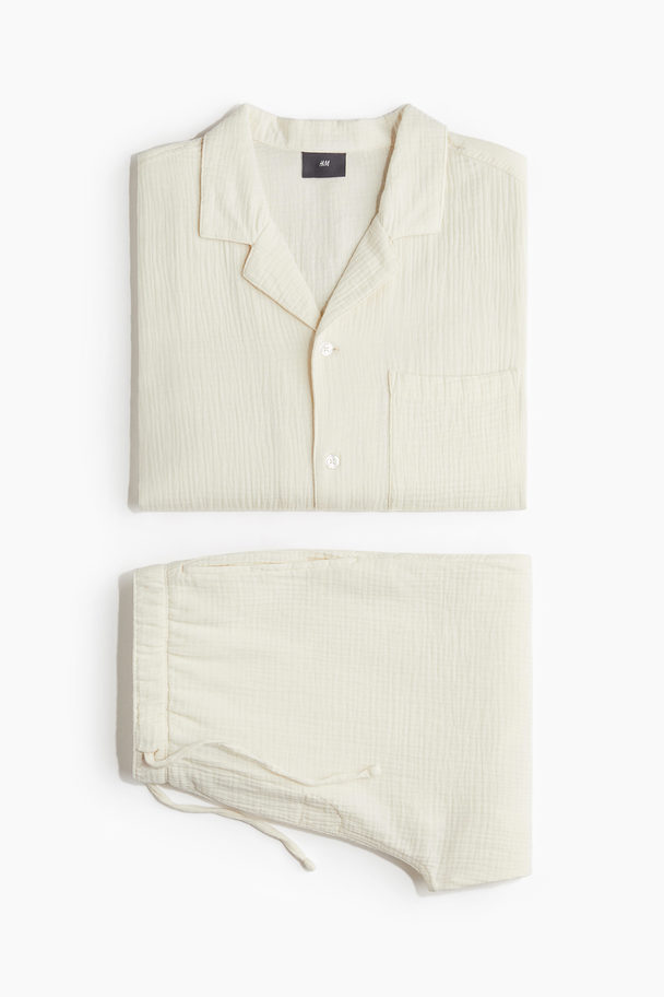 H&M Pyjama Shirt And Shorts Cream