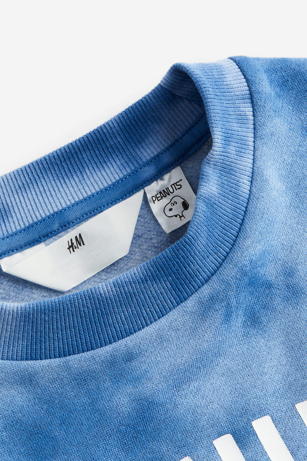 H&M Sweater Met Print Blauw/tie-dye
