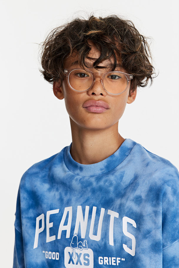 H&M Sweater Met Print Blauw/tie-dye
