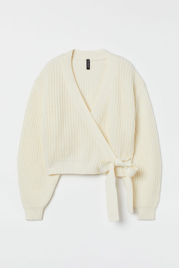 H&M Knitted Wrapover Cardigan Cream
