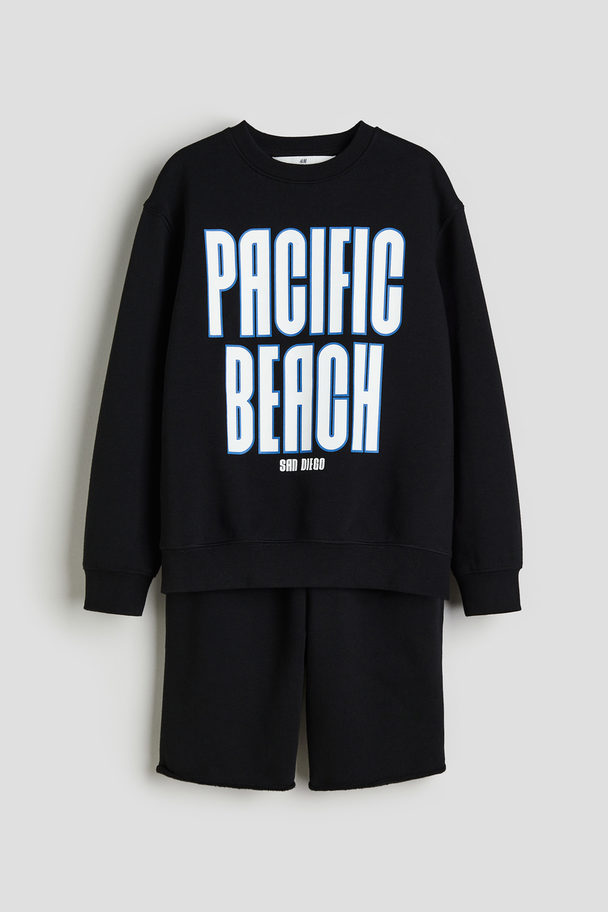 H&M 2-delat Sweatshirtset  Svart/pacific Beach
