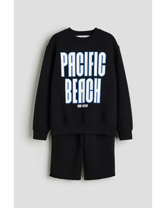 2-teiliges Sweatshirt-Set  Schwarz/Pacific Beach