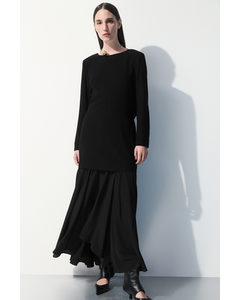 The Flared Silk Maxi Skirt Black