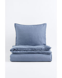 Linen Single Duvet Cover Set Blue