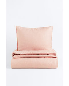 Linen Single Duvet Cover Set Pink