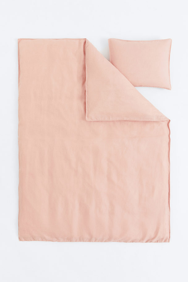 H&M HOME Linen Single Duvet Cover Set Pink