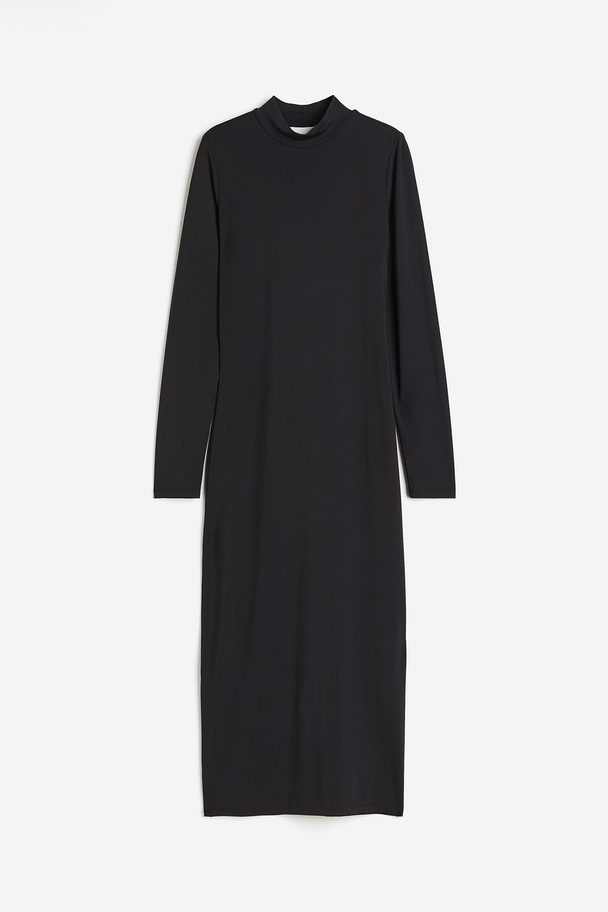 H&M Kleid mit Stehkragen Schwarz