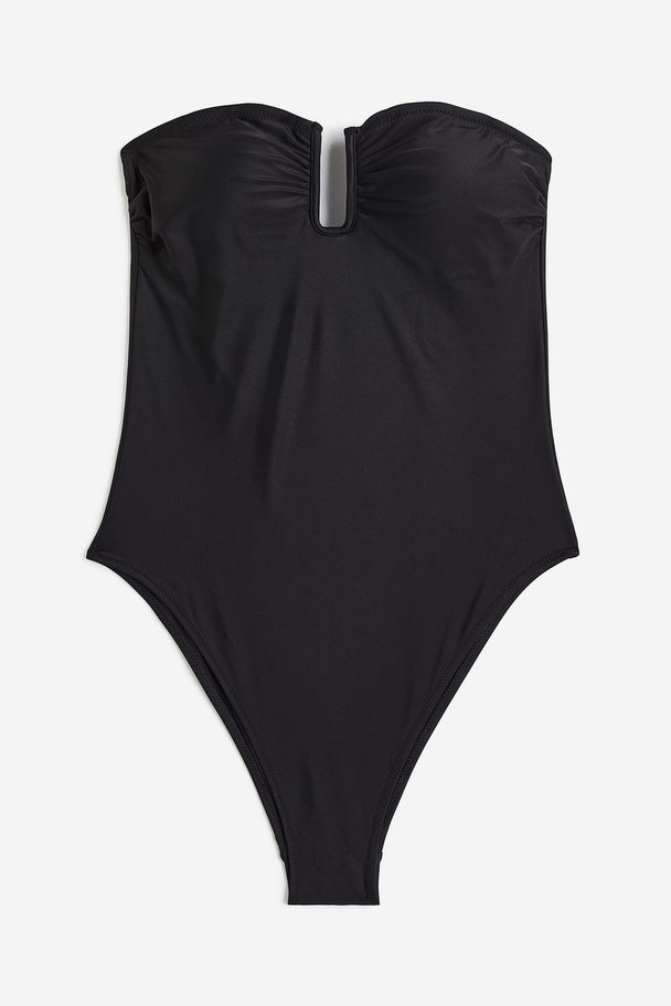 H&M High Leg Bandeau Swimsuit Black