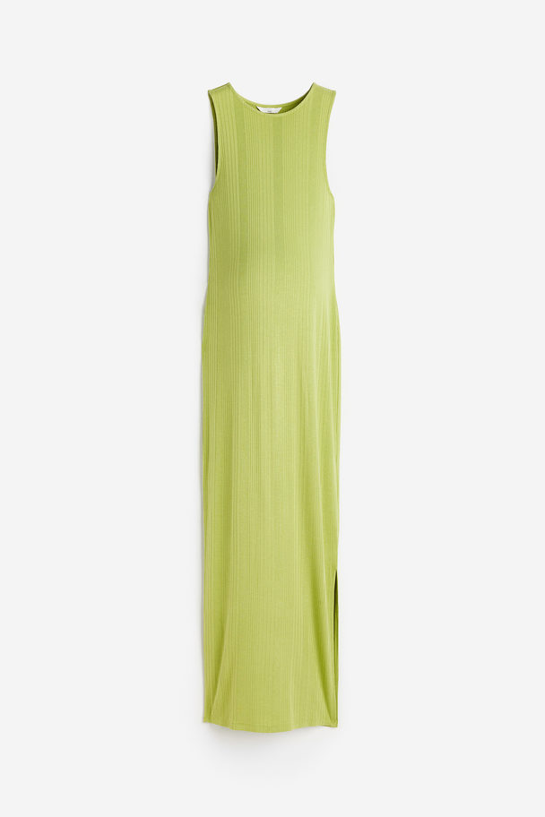H&M MAMA Geripptes Kleid Olivgrün