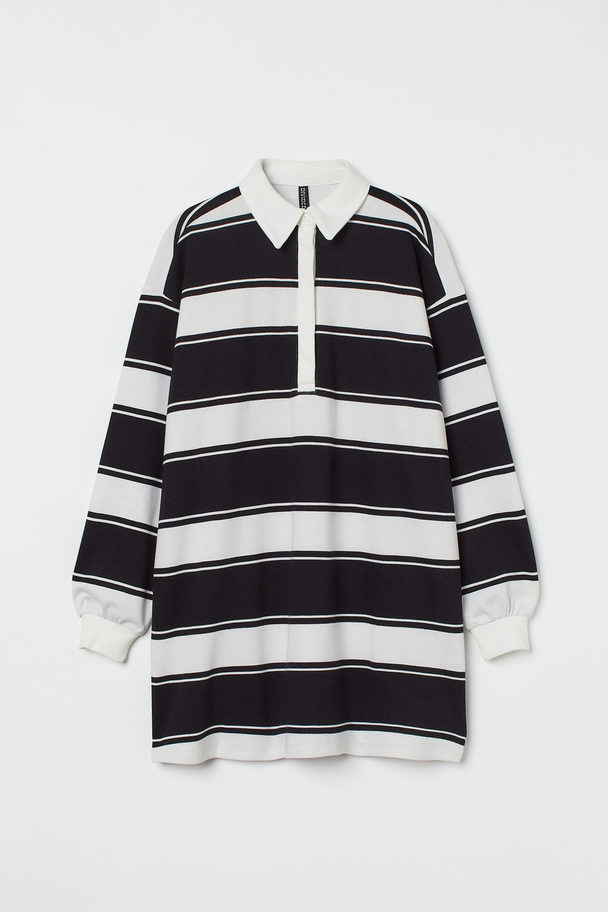 H&M Rugby Dress Black/white Striped