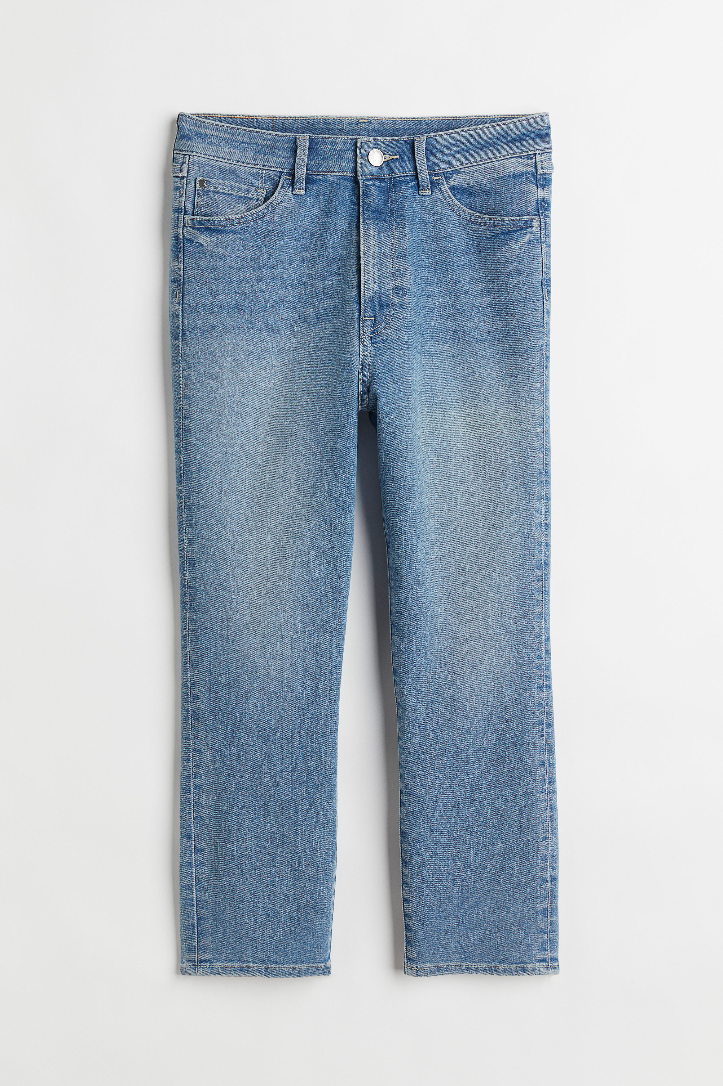 Billede af H&M Skinny High Cropped Jeans Denimblå, jeans. Farve: Denim blue 009 I størrelse 32