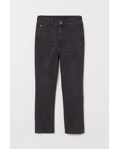 Skinny High Cropped Jeans Sort/washed Out
