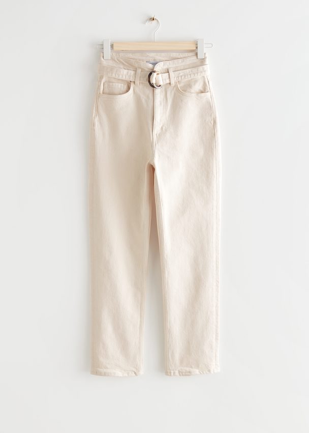 & Other Stories Belted Straight Jeans White