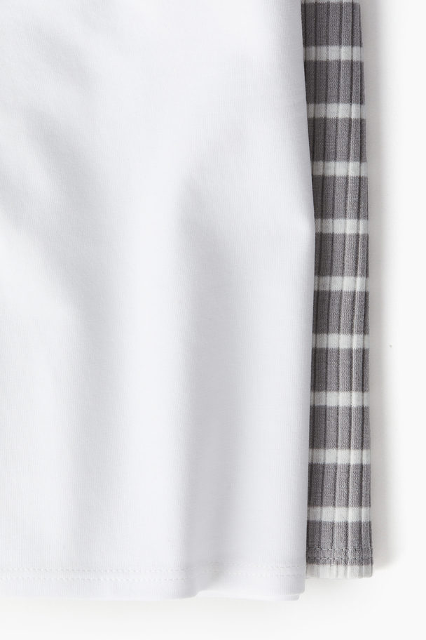 H&M 2-pack Short Tube Tops White/striped