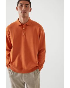Relaxed-fit Knitted Polo Shirt Orange