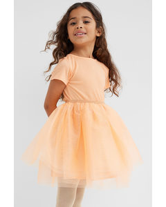 Kleid mit Tüllrock Orange