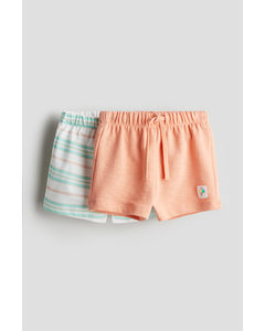 2er-Pack Sweatshorts Pfirsich/Gestreift