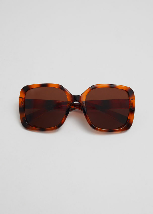 & Other Stories Sonnenbrille mit quadratischem Rahmen Braun/Orange gemustert
