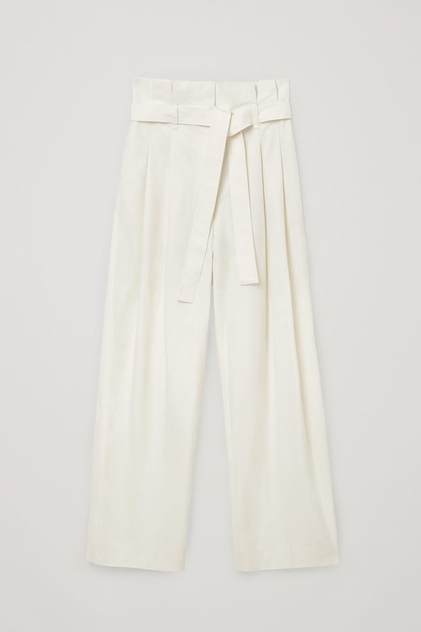 COS High-waisted Paperbag Trousers White