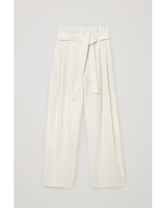 High-waisted Paperbag Trousers White