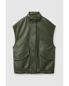 Oversized Leather Gilet Dark Green - bestellen vanaf 202 € | Afound