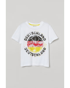 T-Shirt mit Fußballdruck Weiß/Deutschland