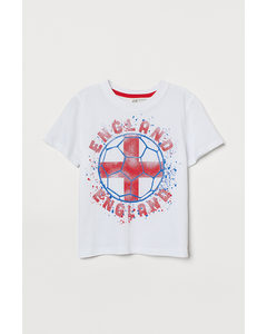 T-shirt Med Fotballtrykk Hvit/england