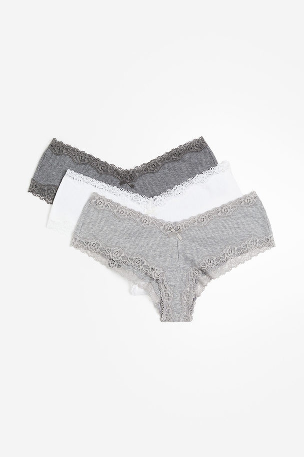 H&M 3-pack Hipster Briefs Dark Grey/white/grey