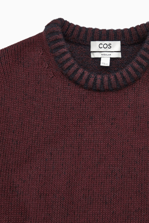 COS Mohair And Wool-blend Crew Neck Jumper Burgundy / Navy