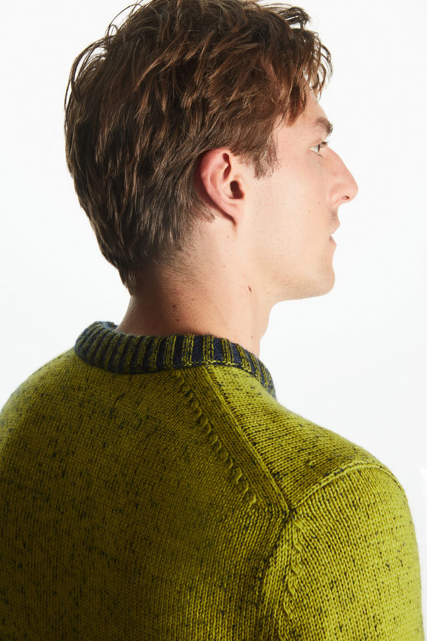 COS Mohair And Wool-blend Crew Neck Jumper Yellow / Black