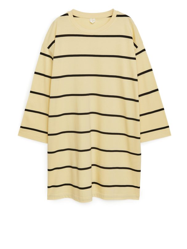 Arket Pima Cotton Jersey Dress Yellow/stripe