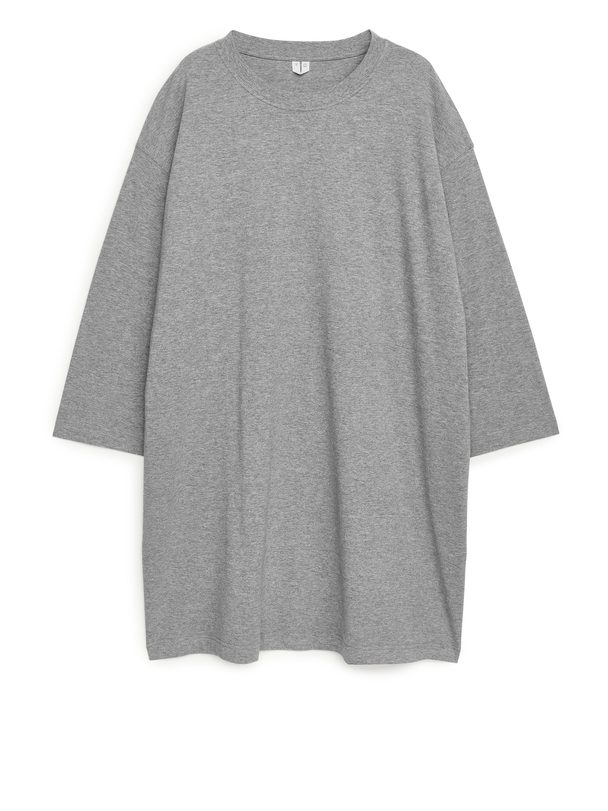 Arket Pima Cotton Jersey Dress Grey Melange